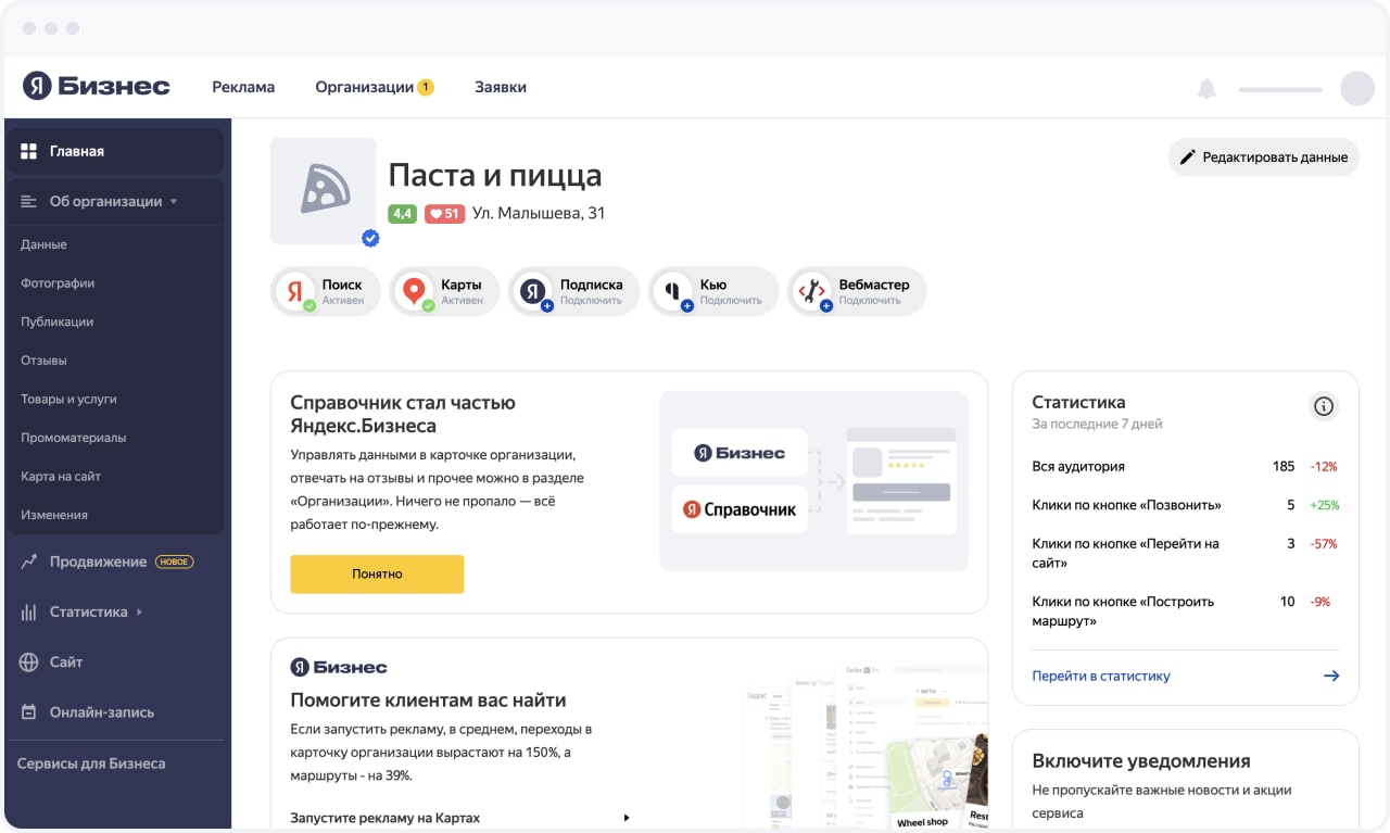 Яндекс бизнес