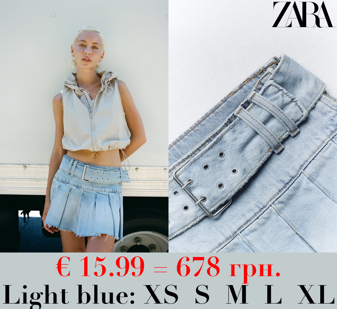 TRF DENIM BOX PLEAT SKIRT