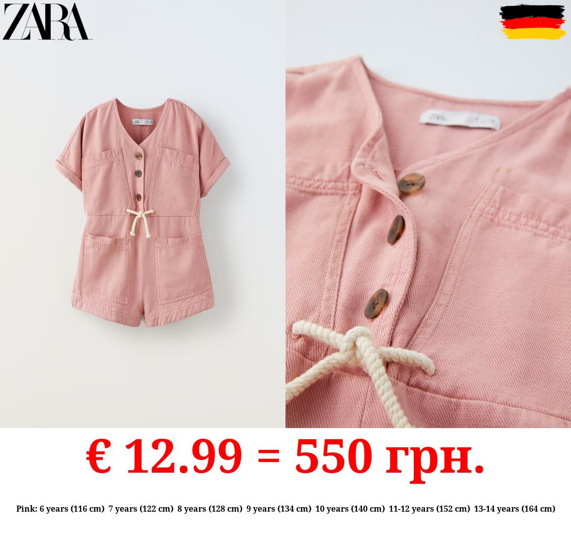 DENIM PLAYSUIT WITH DRAWSTRINGS