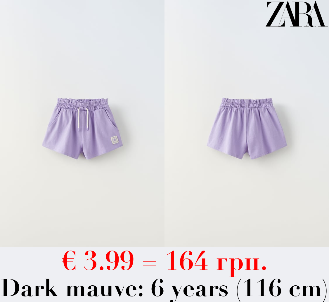 PLUSH BERMUDA SHORTS WITH LABEL DETAIL