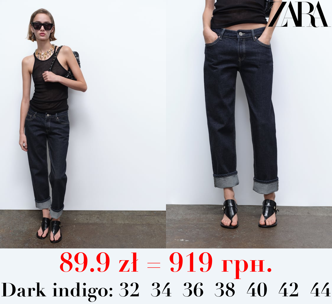 TRF SLIM-FIT FOLDED-FIT LOW-RISE JEANS