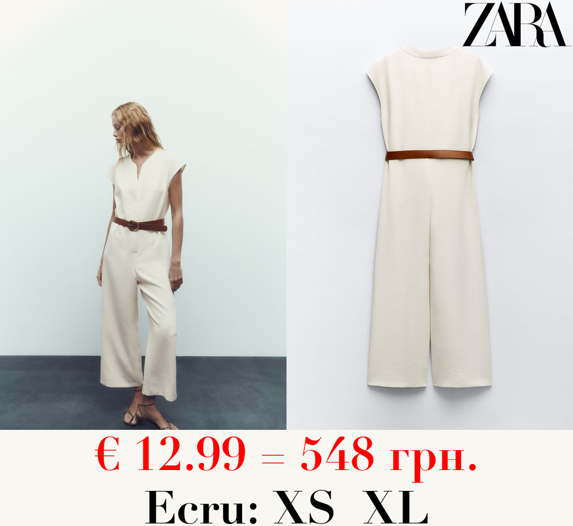 BELTED WIDE-LEG JUMPSUIT
