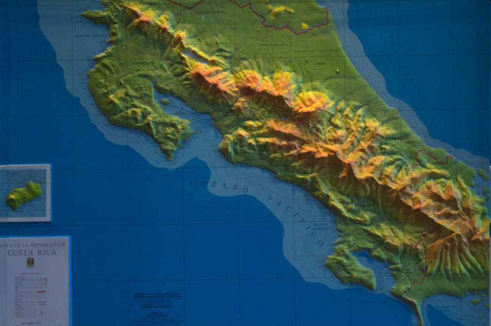 Mapa en relieve de Costa Rica