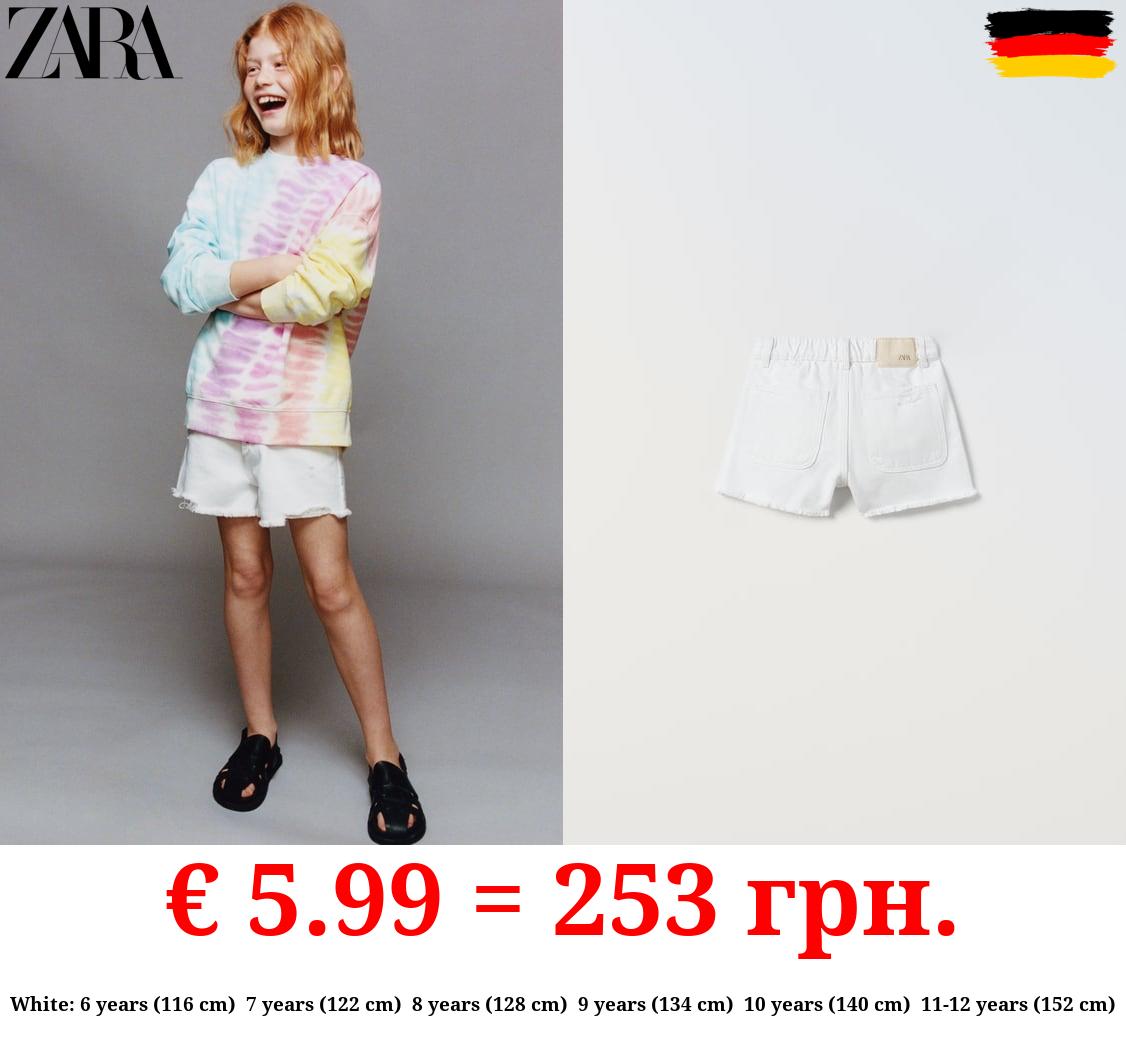 FRAYED DENIM BERMUDA SHORTS