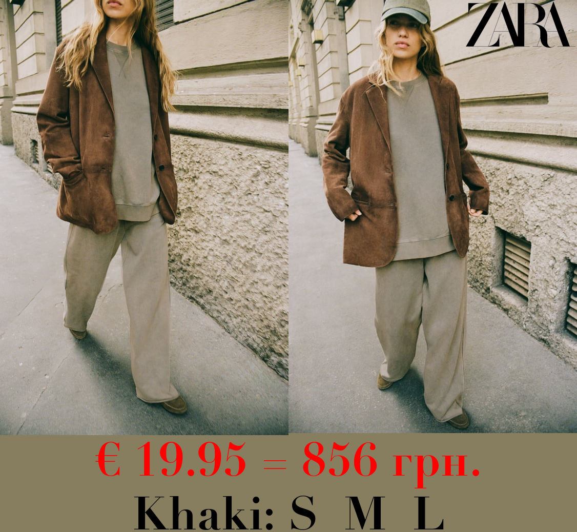 FADED-EFFECT PLUSH JOGGER TROUSERS