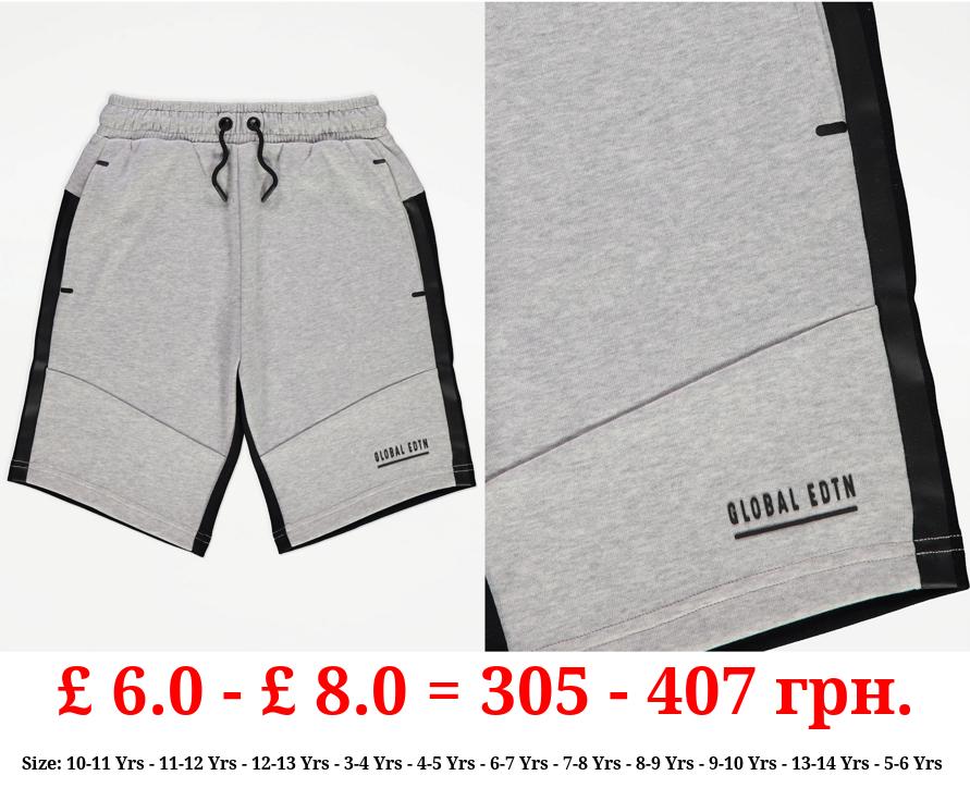 Grey Colour Block Jersey Shorts