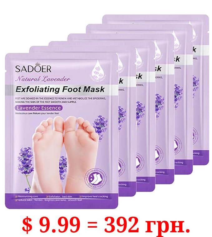 MaerWaw Foot Peel Mask 6 Pack,Foot Spa Foot Care For Women Peel Mask With Lavender For Men And Women Feet Peeling Mask Exfoliating, Callused Foot Mask Peel,Foot Mask For Dry Dead Skin,Remove Dead Skin