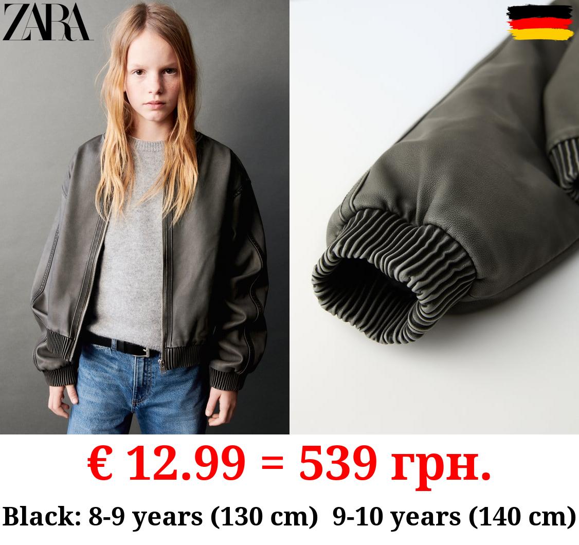 LEATHER EFFECT BOMBER JACKET