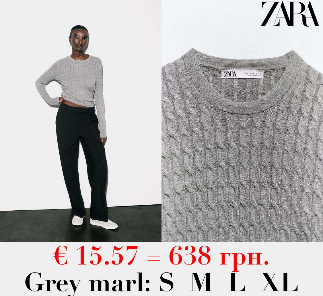 ROUND NECK CABLE-KNIT SWEATER