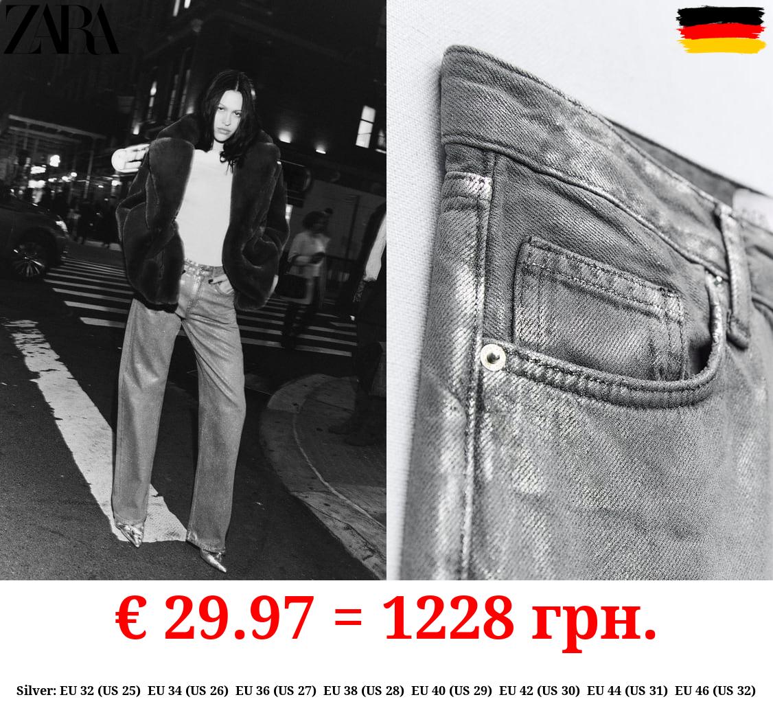 TRF WIDE-LEG MID-RISE METALLIC JEANS