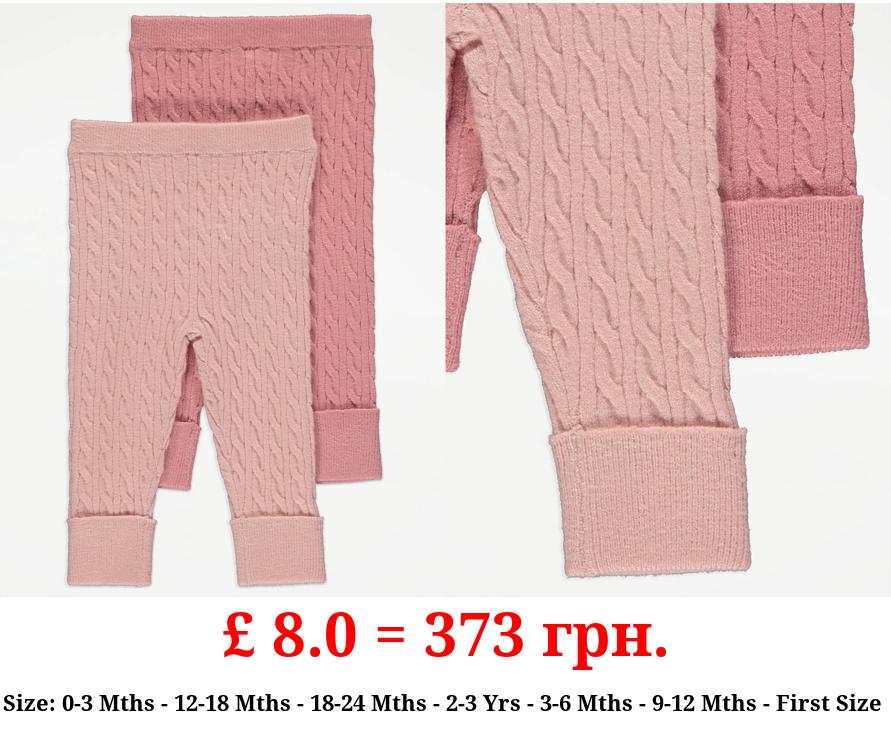 Pink Cable Knit Leggings 2 Pack