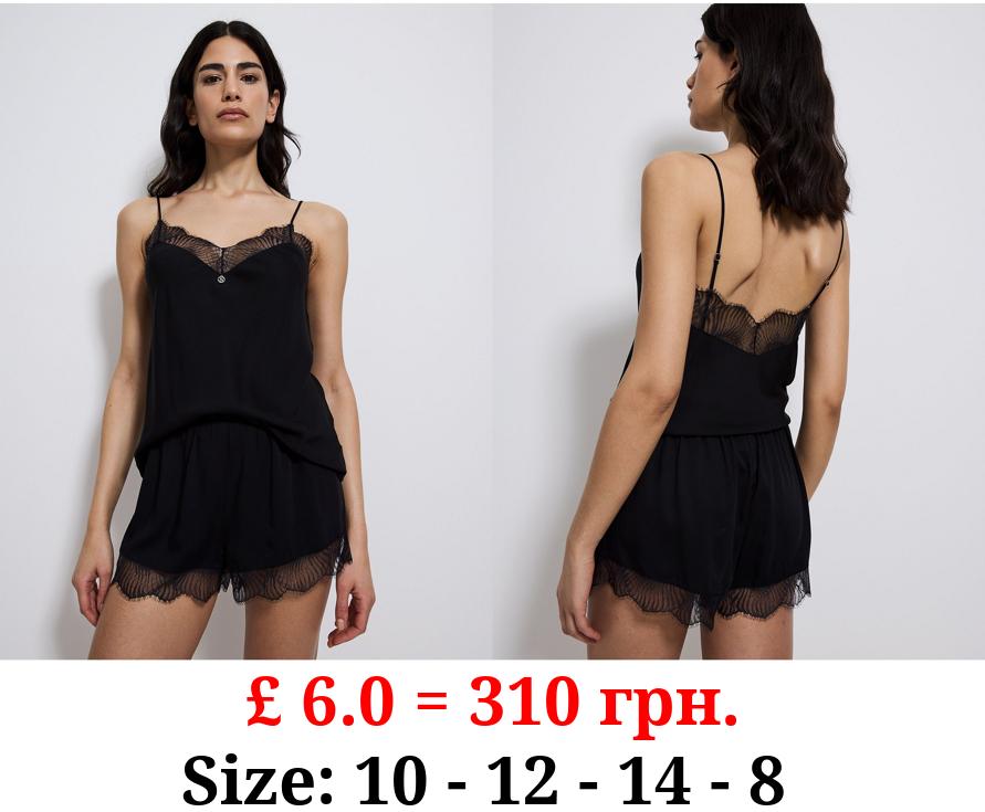 Studio Edit Black Lace Pyjama Shorts