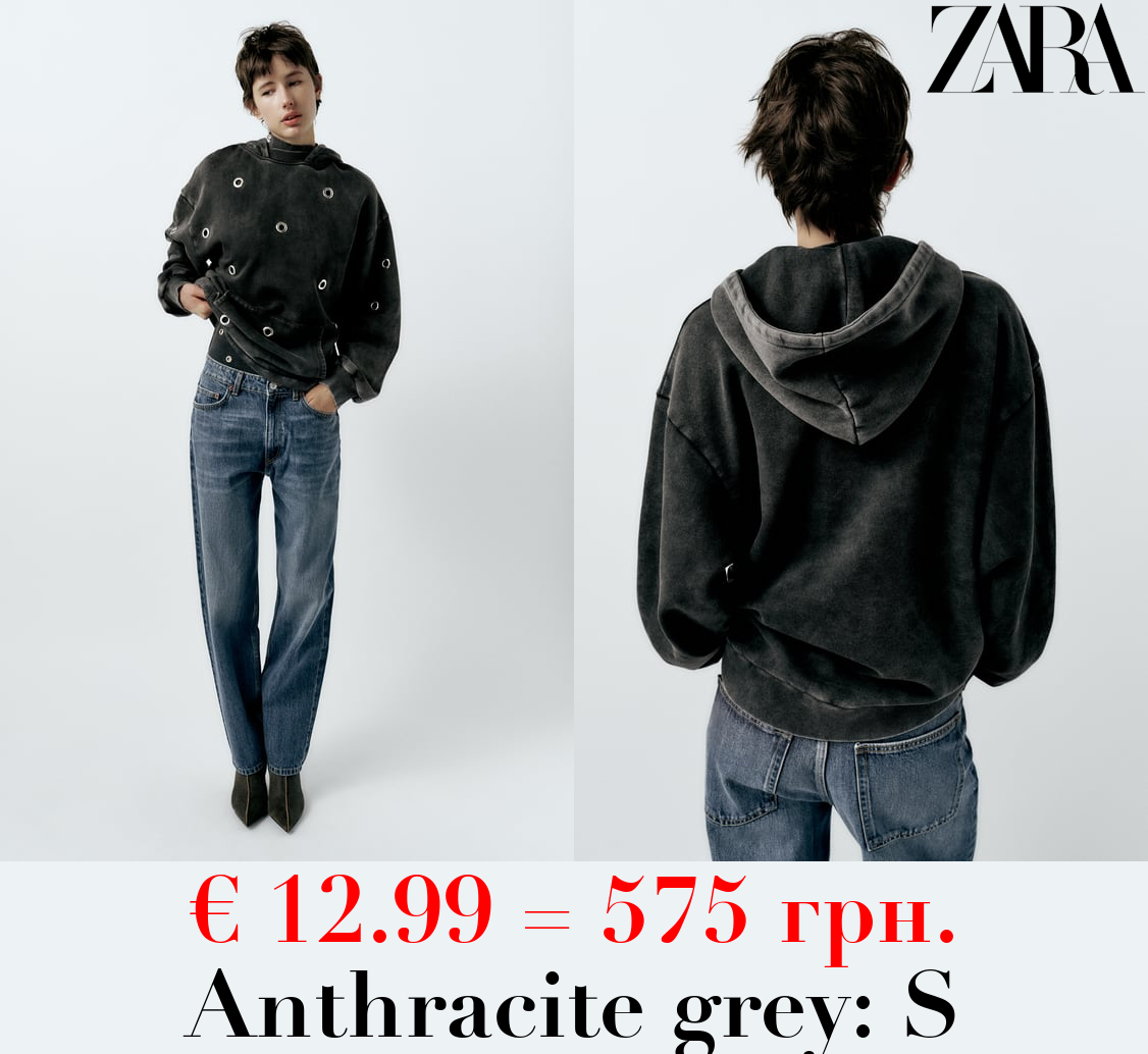 FADED-EFFECT RING HOODIE