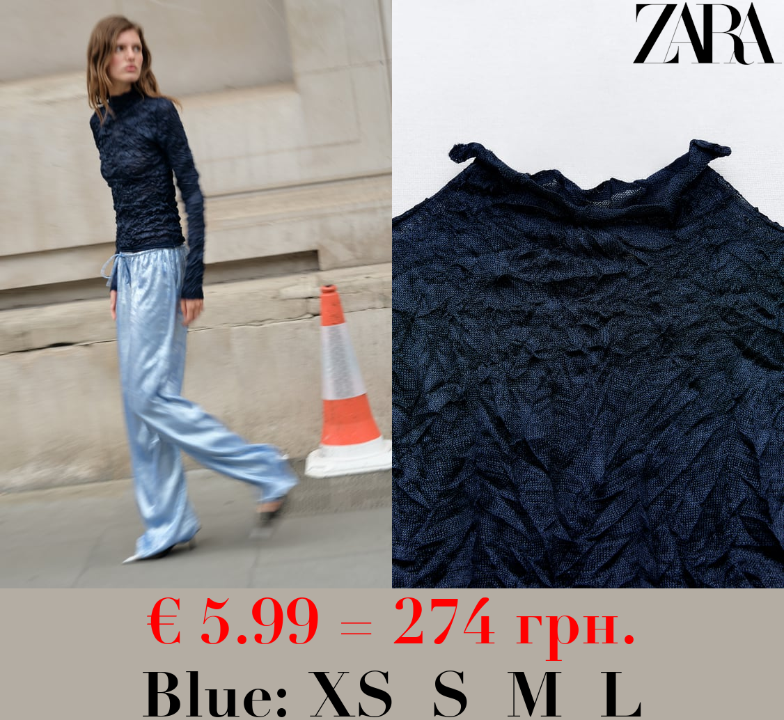 CREASED-EFFECT KNIT TOP