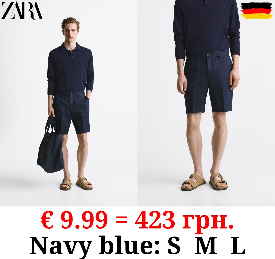 100% LINEN BERMUDA SHORTS