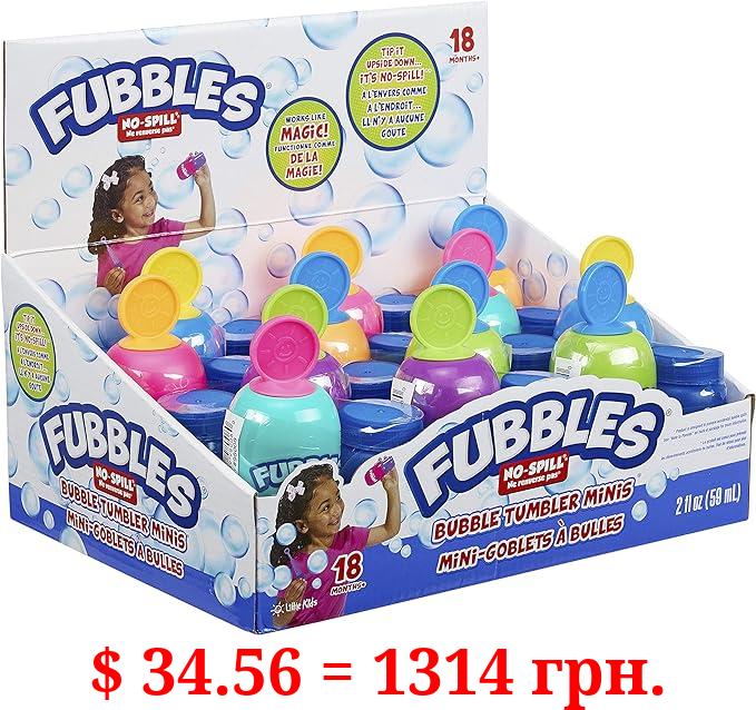 Fubbles No Spill Bubble Tumbler Minis Party Favor 12 pack | Bubble toy for babies toddlers and kids | Includes 2oz bubble solution and a wand per bottle (assorted colors)