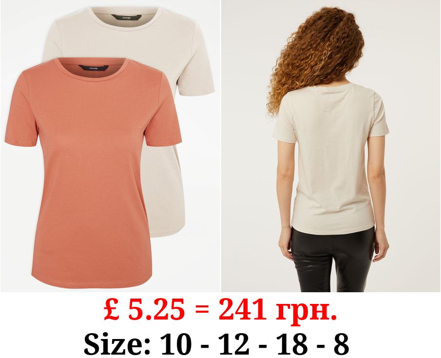 Orange Basic Crew Neck T-Shirt 2 Pack