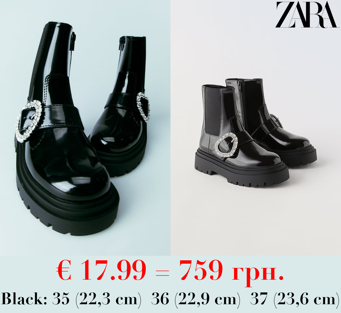 ANKLE BOOTS WITH RHINESTONE HEART