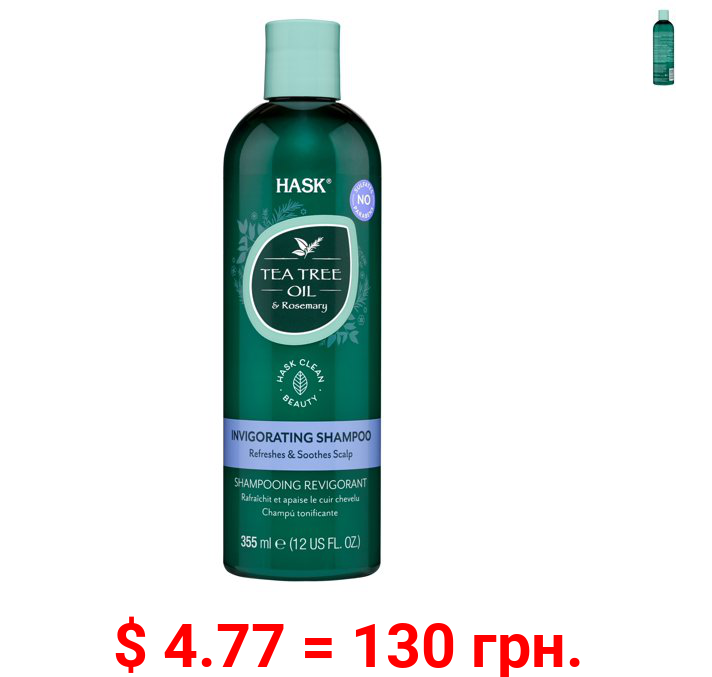 HASK Tea Tree Oil & Rosemary Invigorating Sulfate-Free Shampoo, 12 fl oz