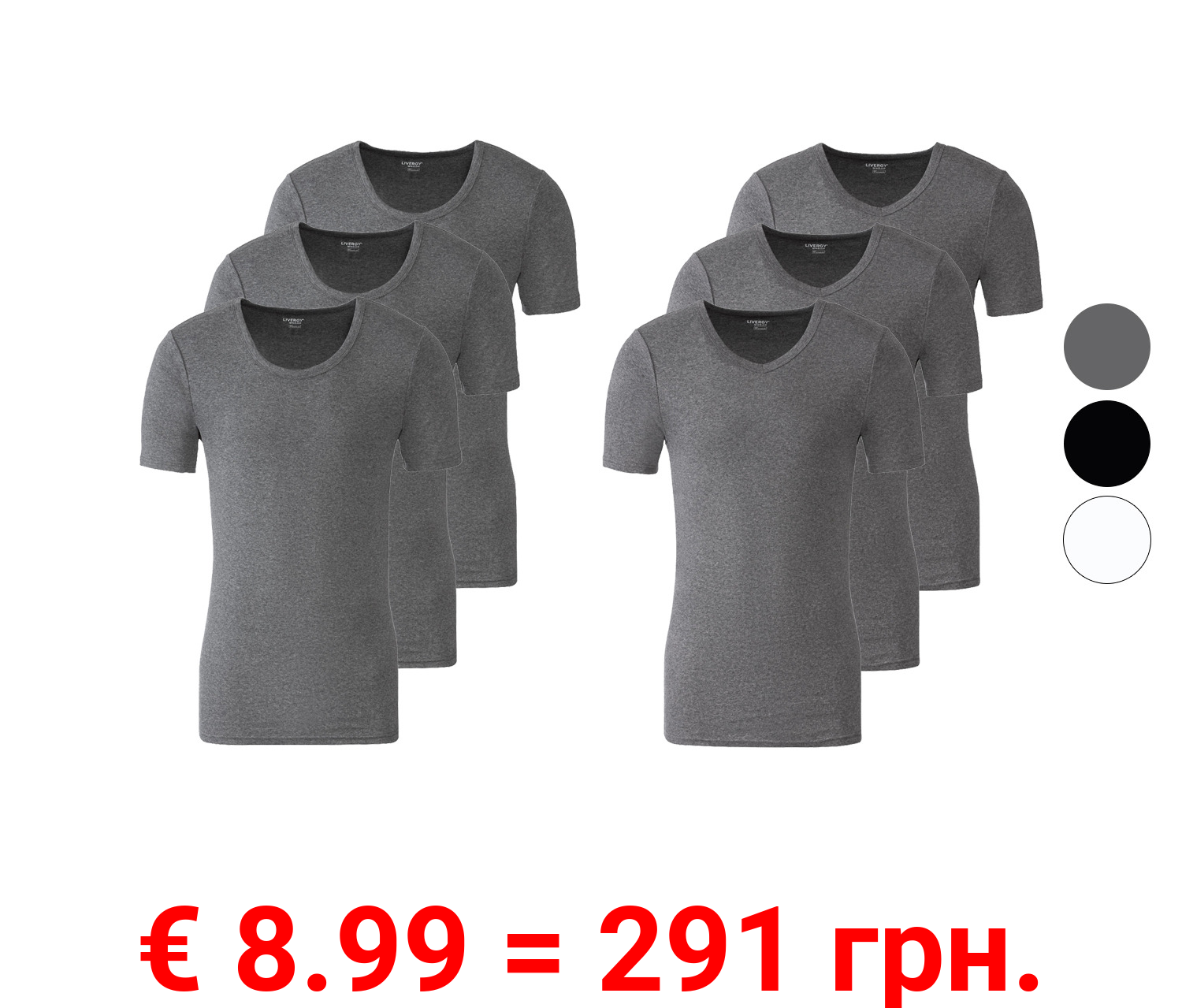 LIVERGY® Herren Unterhemd Feinripp, 3 Stück, mit Baumwolle