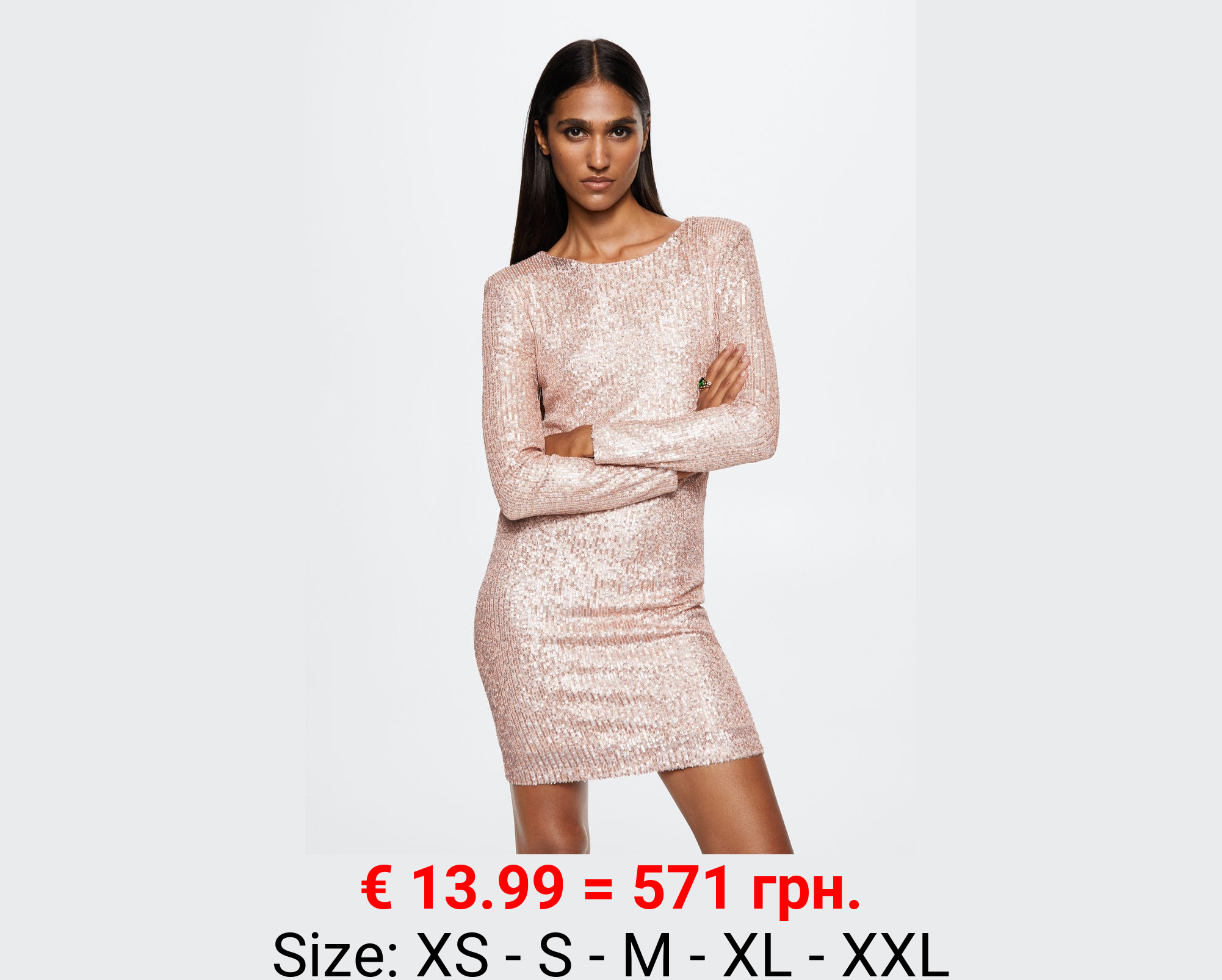 Vestido lentejuelas manga larga