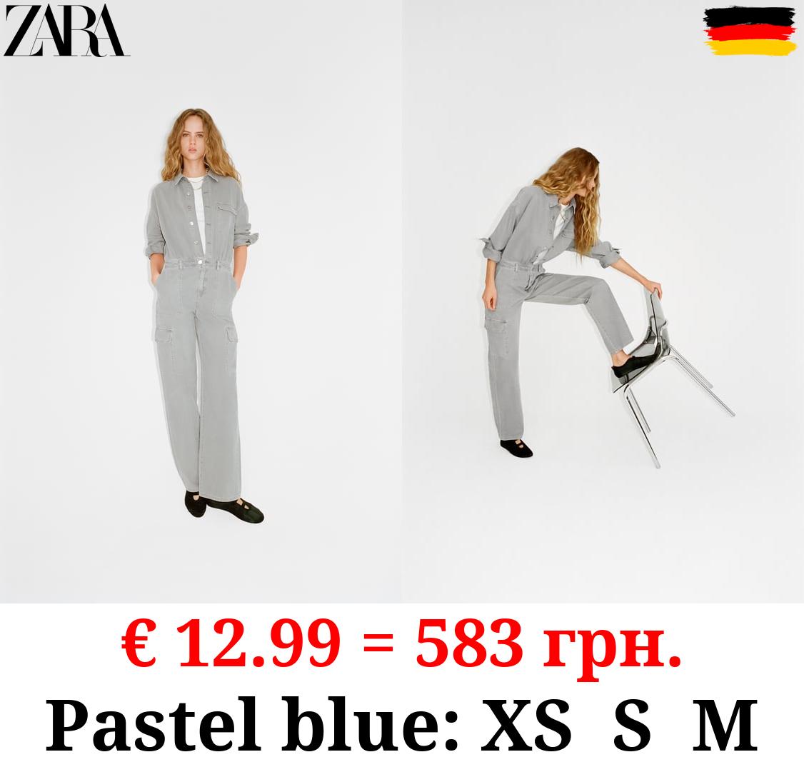 TRF FADED-EFFECT DENIM JUMPSUIT