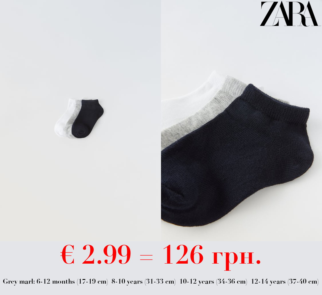 THREE-PACK OF BASIC ANKLE SOCKS