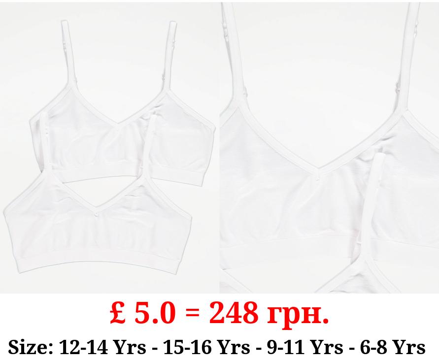 White Strappy Seam Free Crop Tops 2 Pack