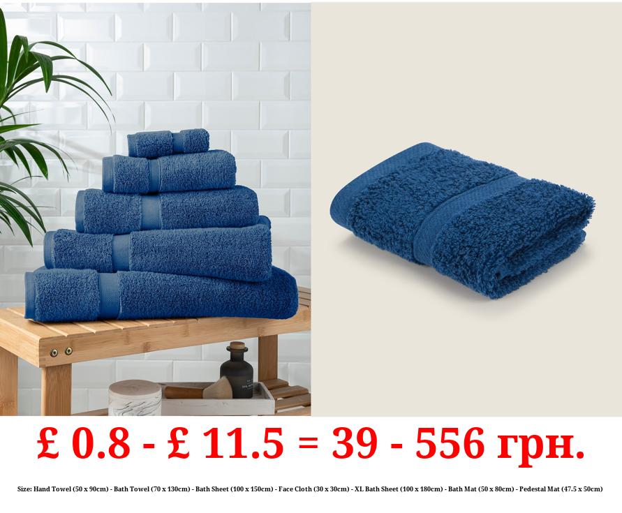 Blue Super Soft Cotton Towel & Bath Mat Range
