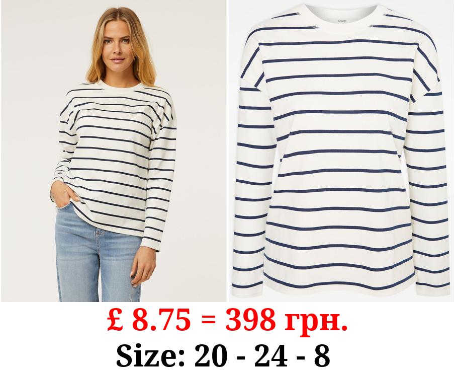 Navy Striped Long Sleeve Top