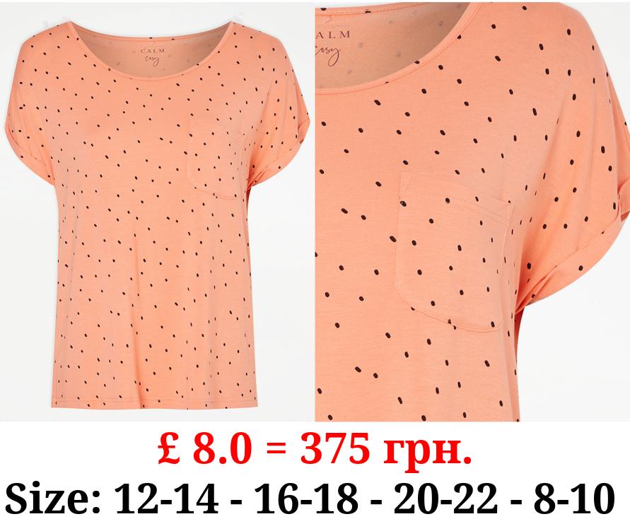 Coral Spot Print Pyjama Top