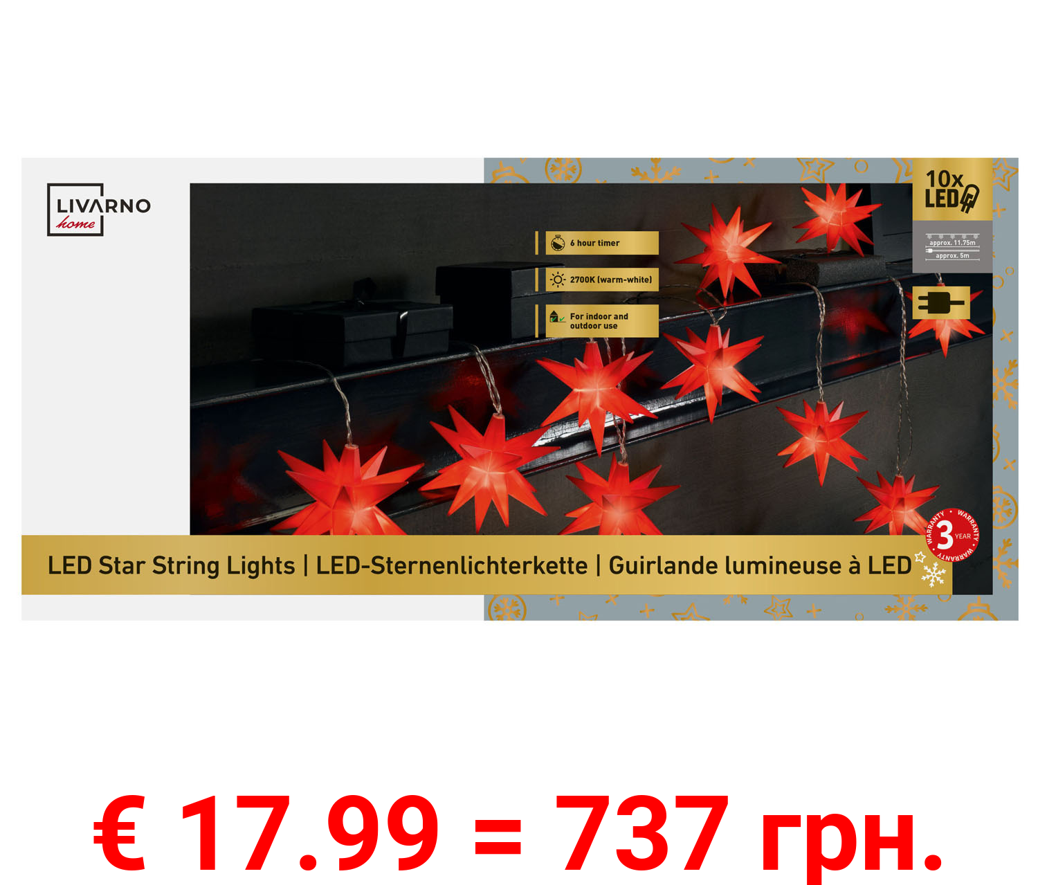 LIVARNO home LED-Sternenlichterkette, 10 LEDs