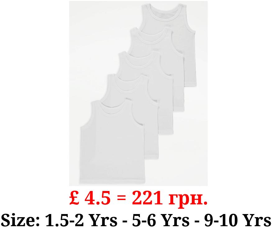 Plain White Vests 5 Pack