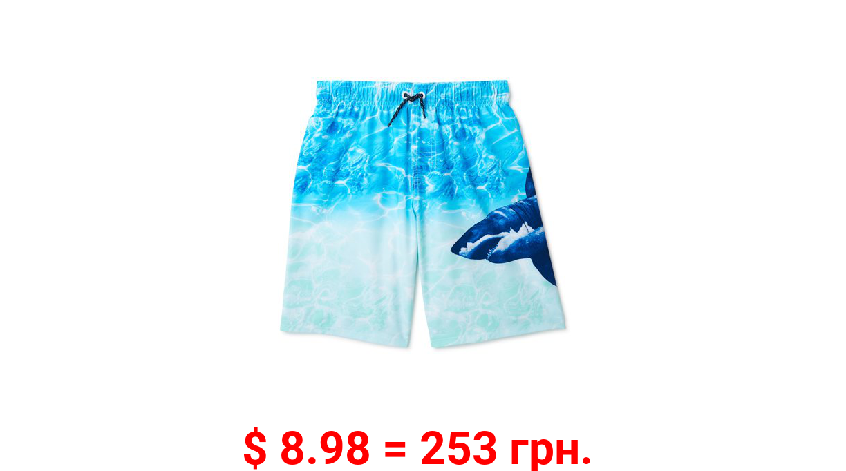 Wonder Nation Boys’ Quick Dry Swim Trunks, UPF 50+, Sizes 4-18 & Husky