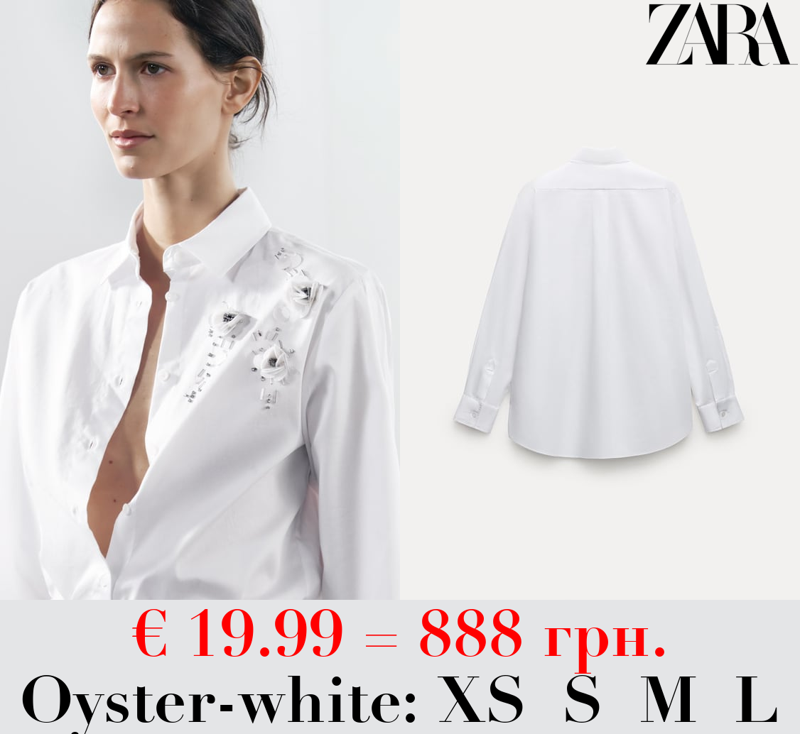 ZW COLLECTION BEJEWELLED FLORAL PRINT SHIRT