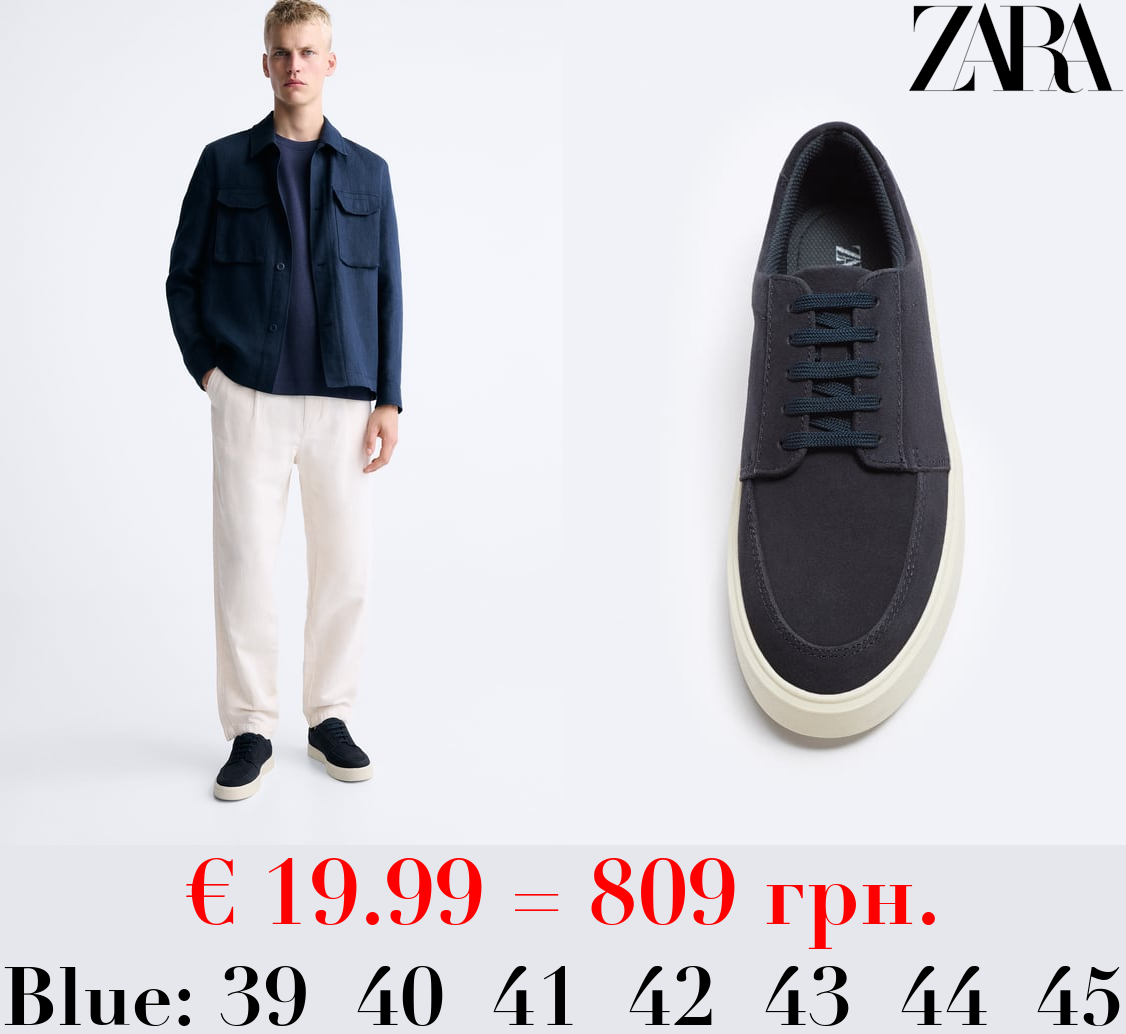 SPLIT SUEDE SNEAKERS WITH MOC TOE DETAIL