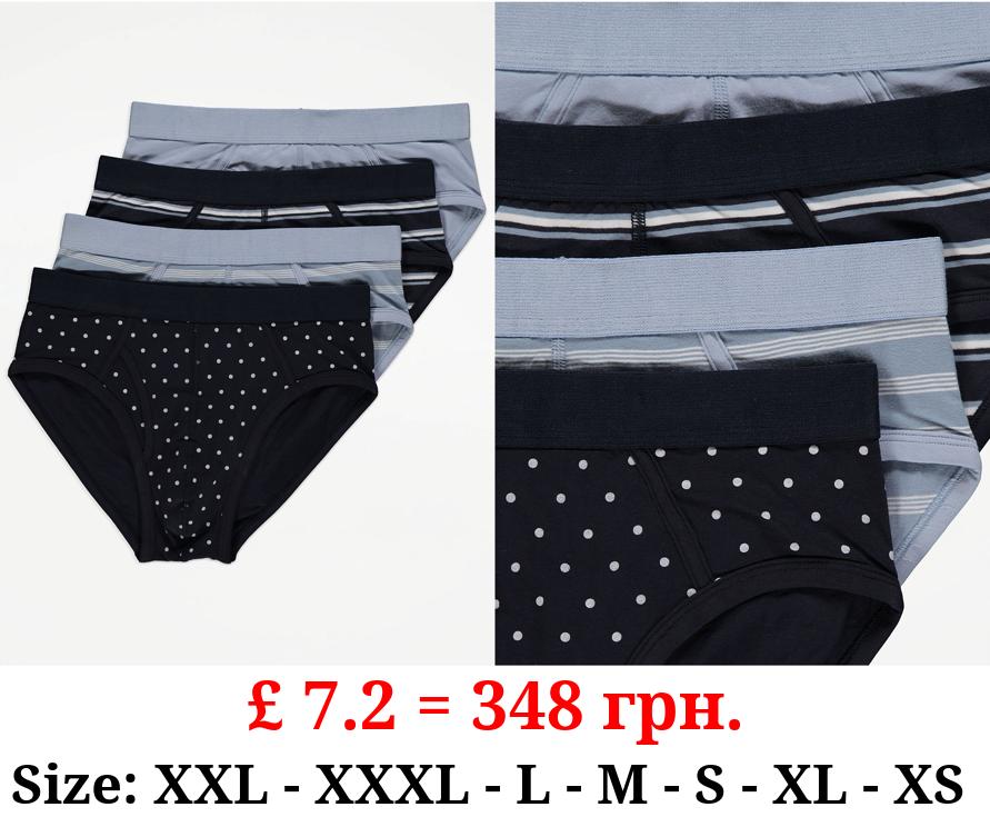 Blue Striped Briefs 4 Pack