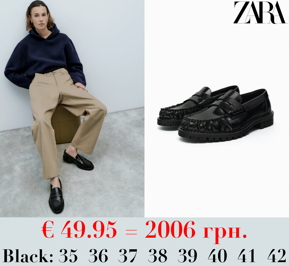 LEATHER LOAFERS WITH TRACK SOLE