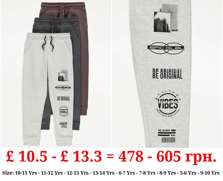 Grey Global Vibes Joggers 3 Pack