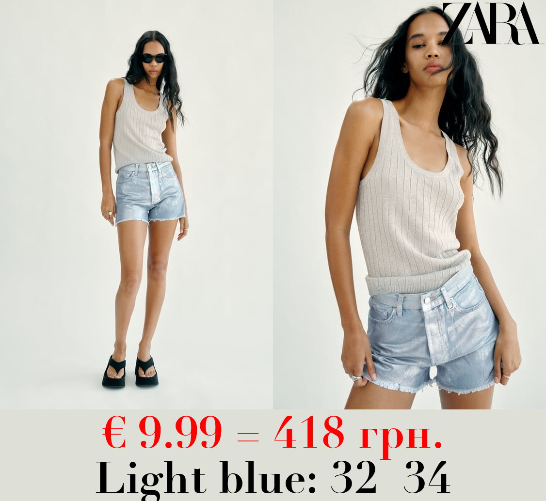 TRF HIGH-WAIST METALLIC SHORTS