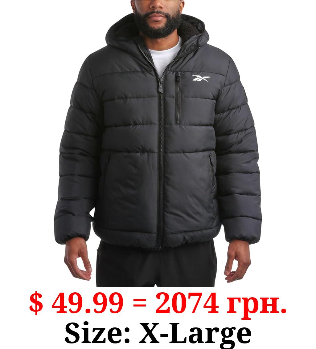 Reebok Men's Winter Jacket - Heavyweight Quilted Puffer Parka Coat - Ski Jacket for Men, Sherpa Lined Hood (S-XL)