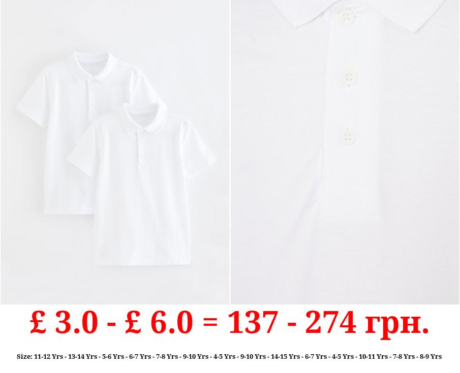 White Short Sleeve School Polo Shirts 2 Pack