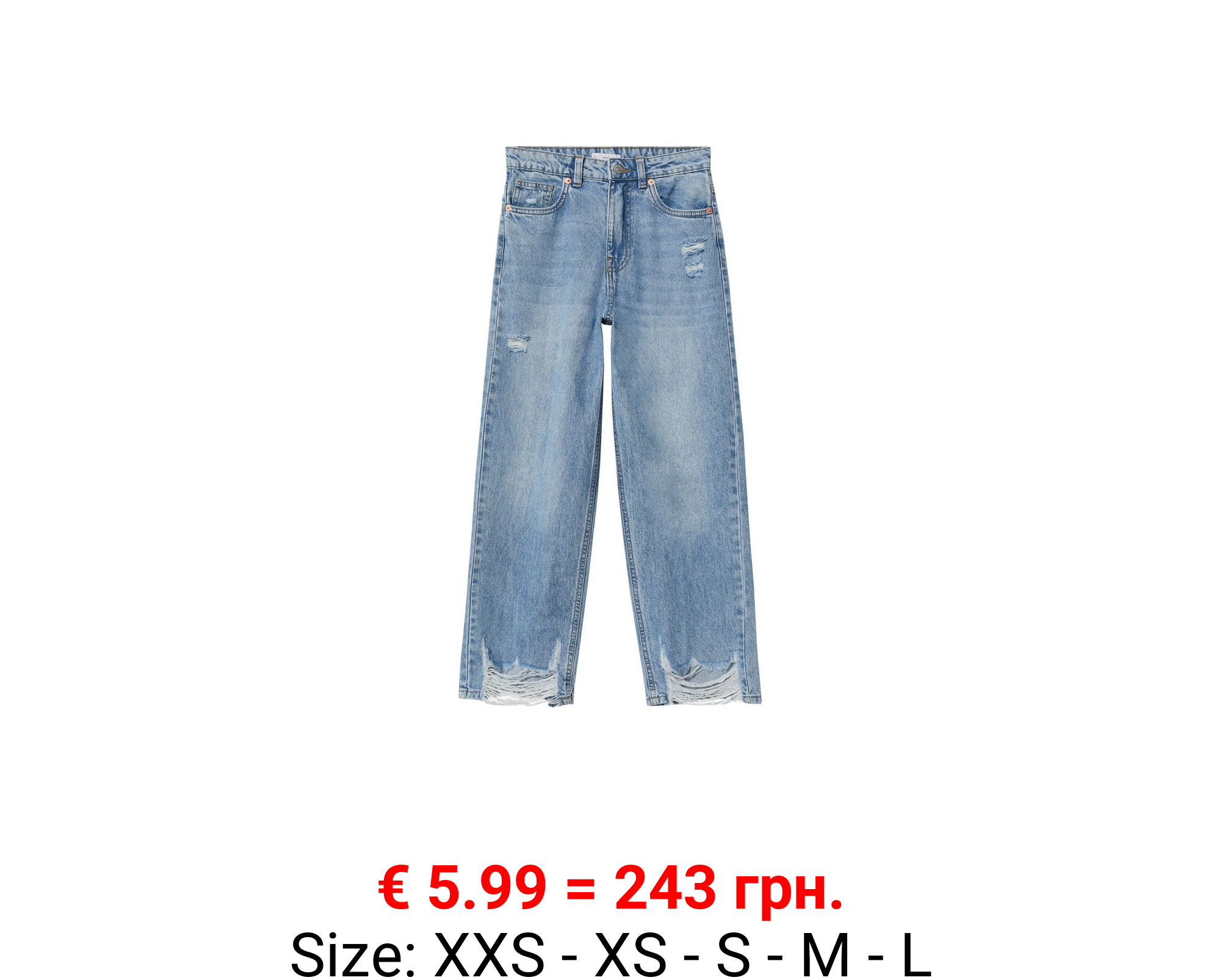 Jeans rectos bajo deshilachado