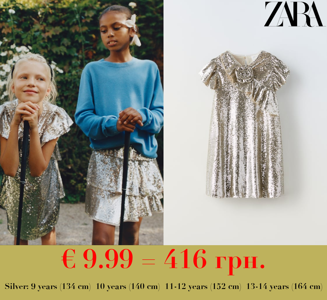 SEQUINNED DRESS WITH FLOWER