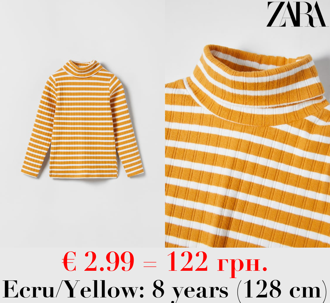 SOFT-TOUCH STRIPED TURTLENECK T-SHIRT