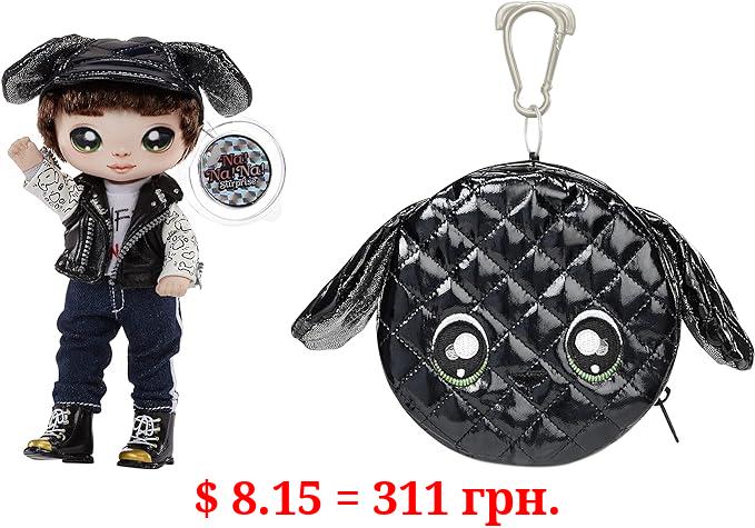 Na Na Na Surprise Glam Series Maxwell Dane Fashion Doll and Metallic Puppy Purse, Brunette Hair, Cute Dog Ear Hat Outfit & Accessories, 2-in-1 Gift for Kids, Toy for Girls and Boys Ages 5 6 7 8+ Years