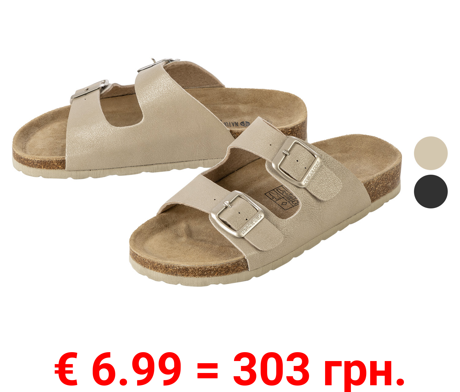 esmara® Damen Pantolette Tieffußbett mit verstellbare Schnallen