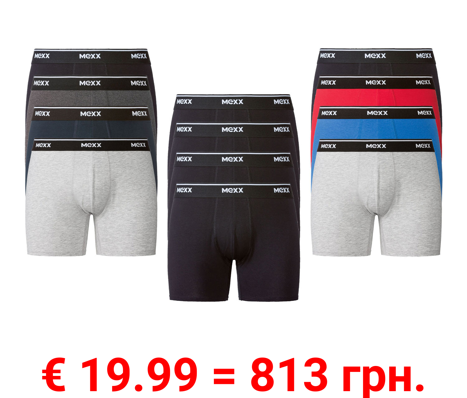 MEXX Herren Boxer, 4 Stück, elastische Bündchen mit Markenschriftzug