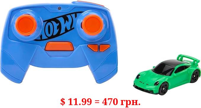 Hot Wheels 1:64 Scale RC Toy Car, Remote-Control Porsche 911 for On & Off Track Racing with USB Cable for Recharging