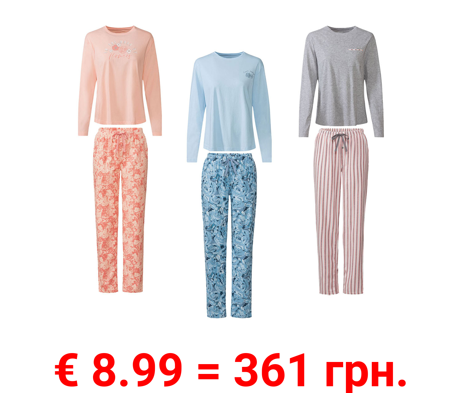 esmara® Damen Pyjama, aus weichem Single-Jersey